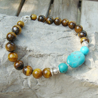 Bracelet turquoise et labradorite facettée