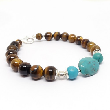 Bracelet turquoise et labradorite facettée