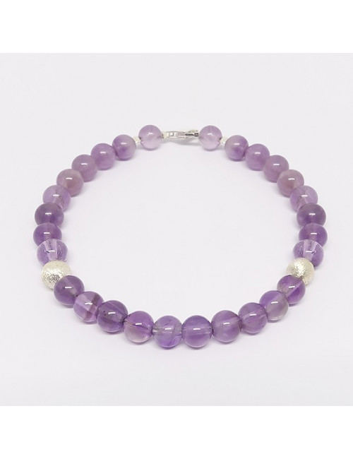 Bracelet améthyste et argent