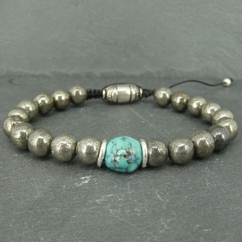 Bracelet homme pyrite et turquoise