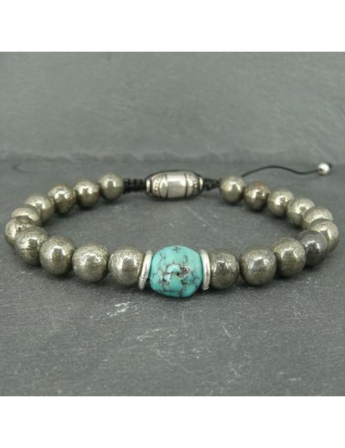 Bracelet homme pyrite et turquoise