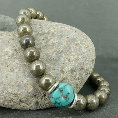 Bracelet homme pyrite et turquoise