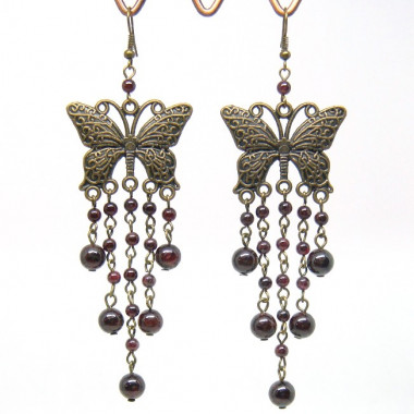 Boucles d'oreilles longues en grenat