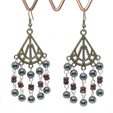 Boucles d'oreilles longues en grenat