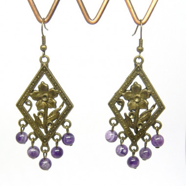 Boucles d'oreilles longues en grenat