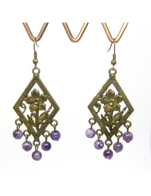 Boucles d'oreilles longues en grenat