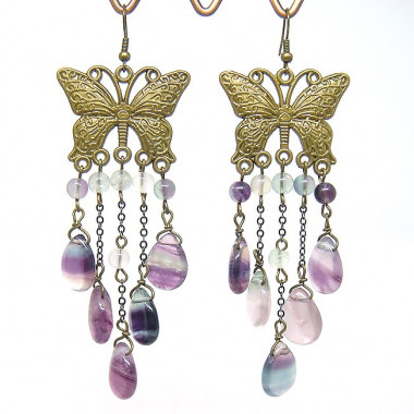 Boucles d'oreilles longues en grenat
