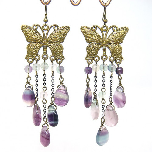 Boucles d'oreilles longues en grenat
