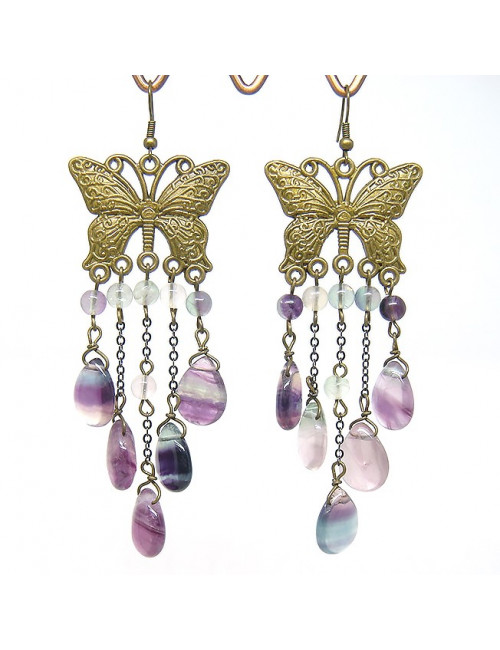 Boucles d'oreilles longues en grenat