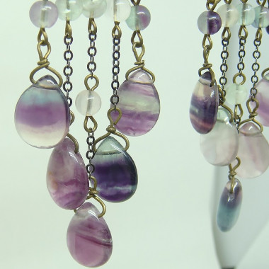 Boucles d'oreilles longues en grenat