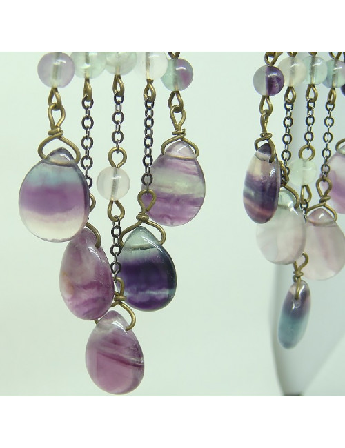 Boucles d'oreilles "papillons" vintage en fluorite