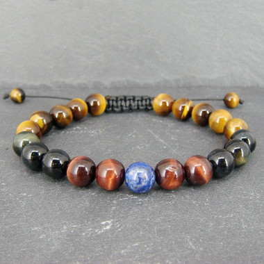 Bracelet homme oeil de tigre et hématite