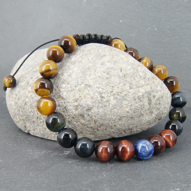 Bracelet homme oeil de tigre et hématite