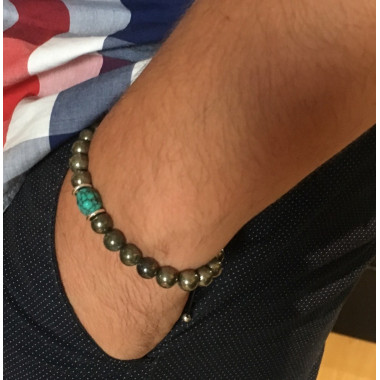 Bracelet homme pyrite et turquoise