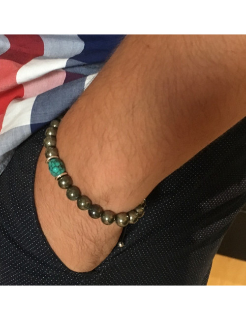 Bracelet homme pyrite et turquoise