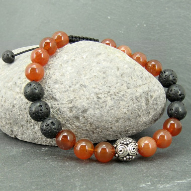 Bracelet homme oeil de tigre et hématite