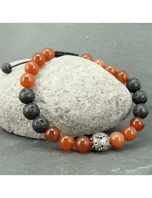 Lave et cornaline, Bracelet homme