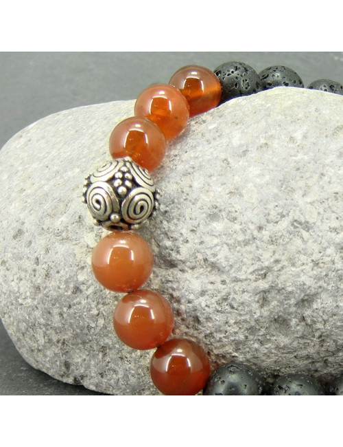 Lave et cornaline, Bracelet homme