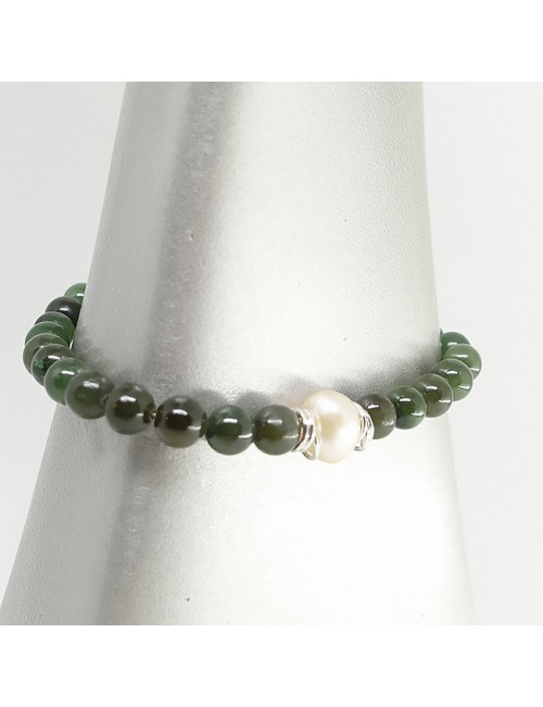 Jade, biwa et turquoise, bracelet