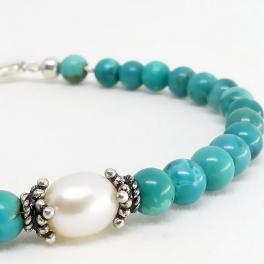 Bracelet turquoise et labradorite facettée