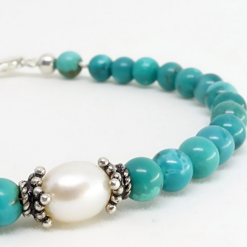 Bracelet turquoise et labradorite facettée