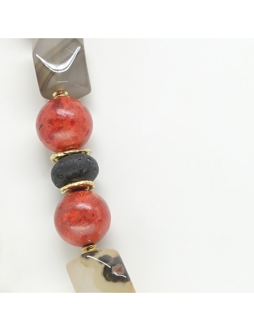 Collier agate, lave et gorgone