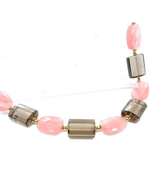 Quartz fumé, quartz cherry, grand collier