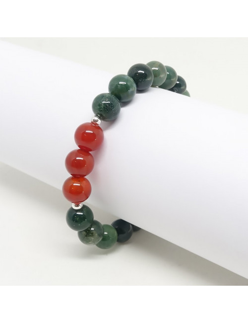 Agate mousse, cornaline, bracelet