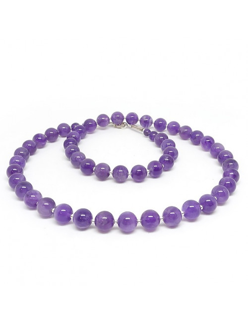 Améthyste et perles argent, collier