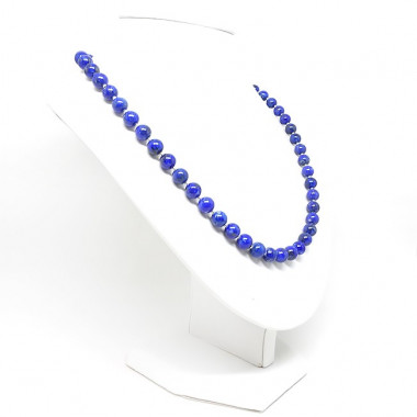 Lapis lazuli et perles argent, collier en perles 8mm