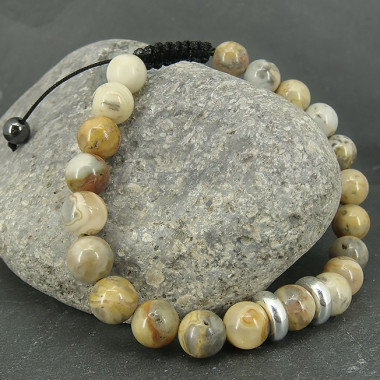 Bracelet homme oeil de tigre et hématite