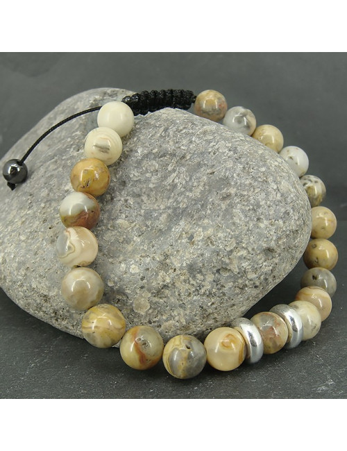 Agate spiderweb, Bracelet homme