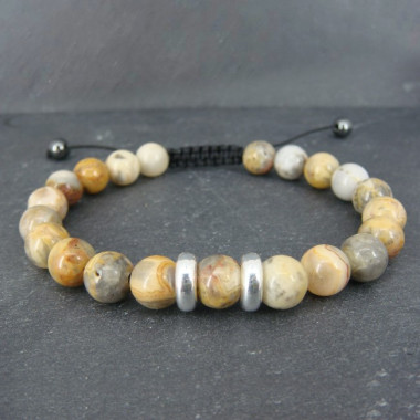 Bracelet homme oeil de tigre et hématite