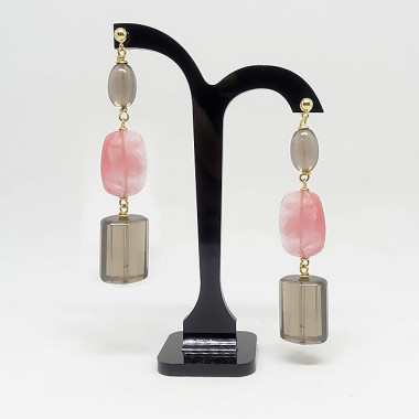 Quartz fumé, quartz cherry, grand collier