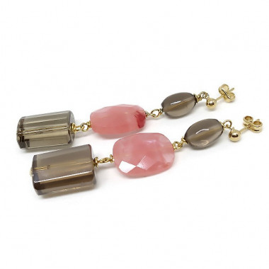 Quartz fumé, quartz cherry, grand collier