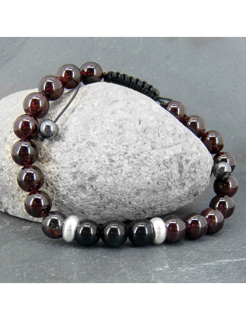 Grenat et obsidienne, Bracelet homme