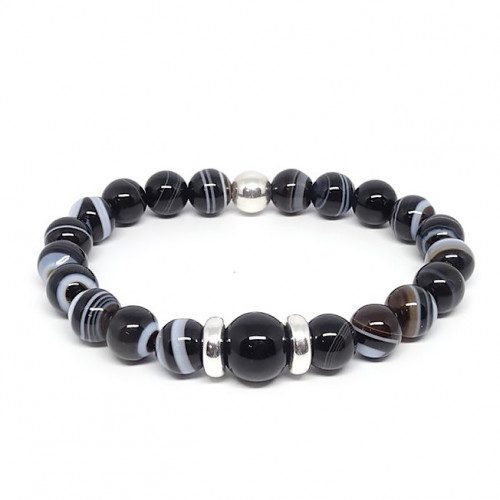 Bracelet homme oeil de tigre et hématite