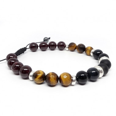 Grenat et obsidienne, Bracelet homme