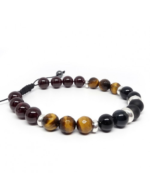 Grenat et obsidienne, Bracelet homme