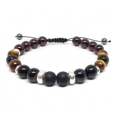 Grenat et obsidienne, Bracelet homme