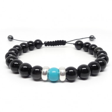 Grenat et obsidienne, Bracelet homme
