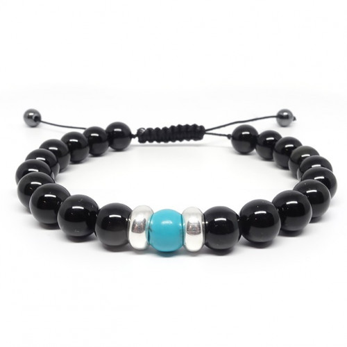 Grenat et obsidienne, Bracelet homme
