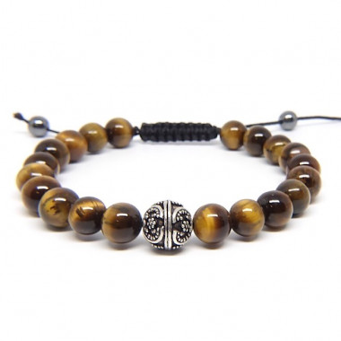Grenat et obsidienne, Bracelet homme