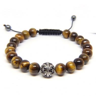 Grenat et obsidienne, Bracelet homme