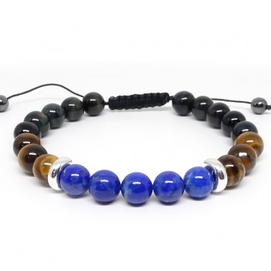Bracelet homme oeil de tigre et hématite