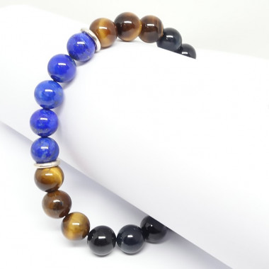 Bracelet homme oeil de tigre et hématite