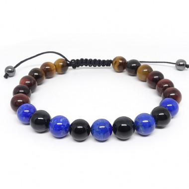 Bracelet homme oeil de tigre et hématite