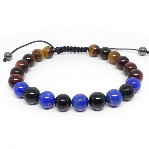 Bracelet homme oeil de tigre et hématite