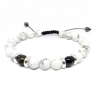 Bracelet homme oeil de tigre et hématite