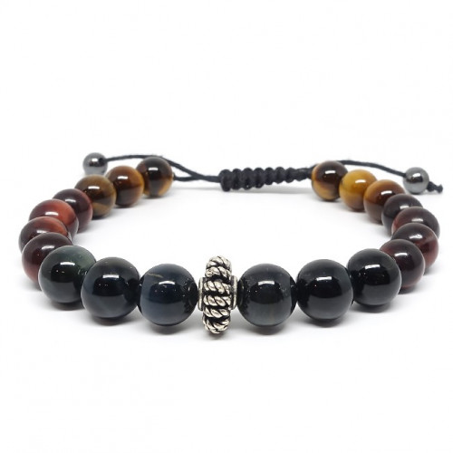 Bracelet homme oeil de tigre et hématite